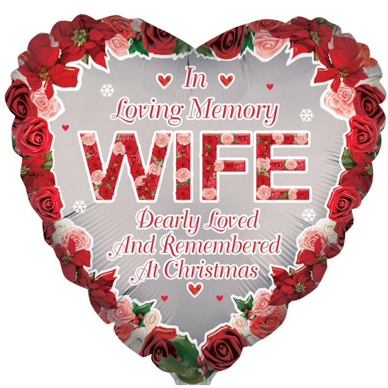 18in WIFE HEART REMEMBRANCE XMAS FOIL BALLOON