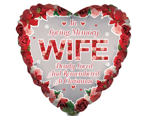 18in WIFE HEART REMEMBRANCE XMAS FOIL BALLOON