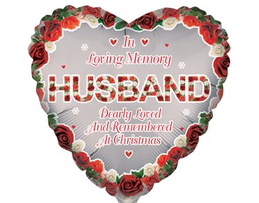 18in HUSBAND HEART REMEMBRANCE XMAS FOIL BALLOON