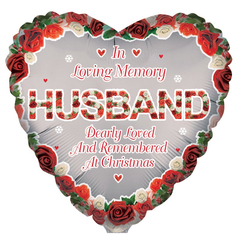 18in HUSBAND HEART REMEMBRANCE XMAS FOIL BALLOON