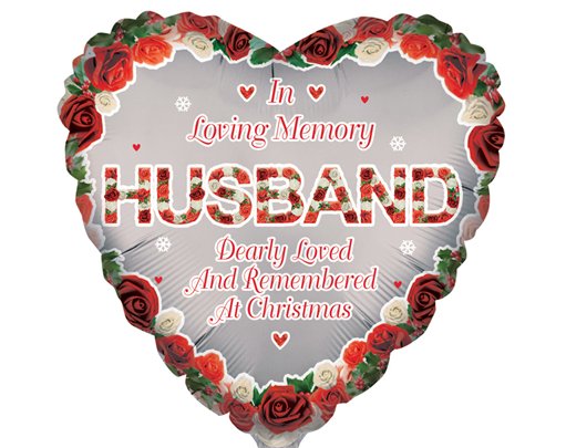 18in HUSBAND HEART REMEMBRANCE XMAS FOIL BALLOON