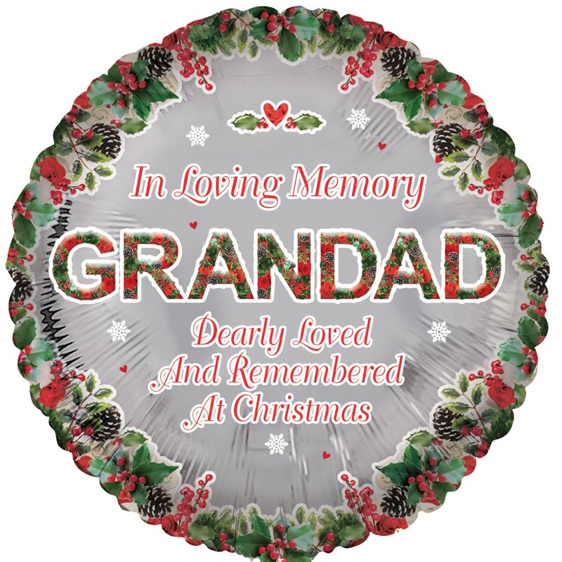18in GRANDAD REMEMBRANCE XMAS FOIL BALLOON