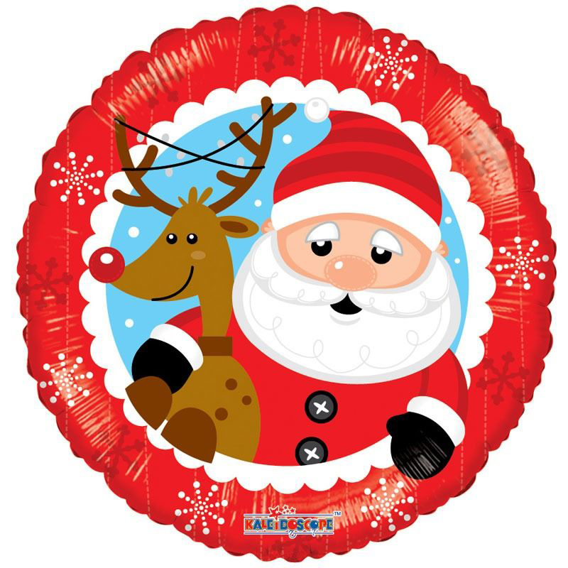 18in CHRISTMAS SANTA & REINDEER FOIL BALLOON