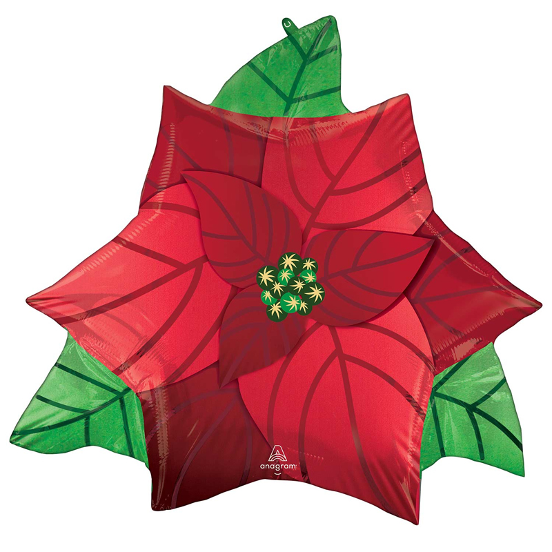 SATIN POINSETTIA SUPERSHAPE FOIL BALLOON