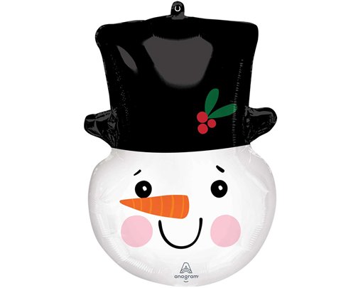 SMILEY SNOWMAN HEAD SUPERSHAPE FOIL BALLOON