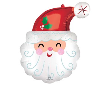 SMILEY SANTA HEAD SUPERSHAPE FOIL BALLOON