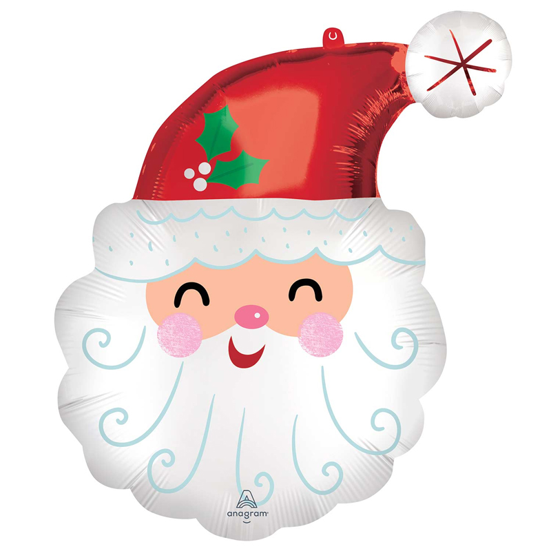 SMILEY SANTA HEAD SUPERSHAPE FOIL BALLOON