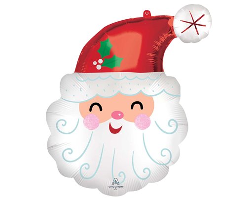 SMILEY SANTA HEAD SUPERSHAPE FOIL BALLOON