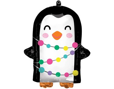 BRIGHT HOLIDAY PENGUIN SHAPED FOIL BALLOON