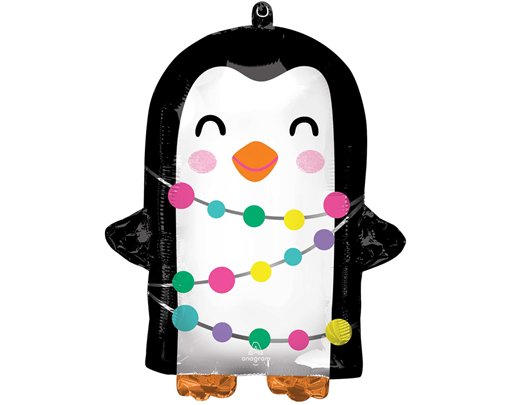 BRIGHT HOLIDAY PENGUIN SHAPED FOIL BALLOON