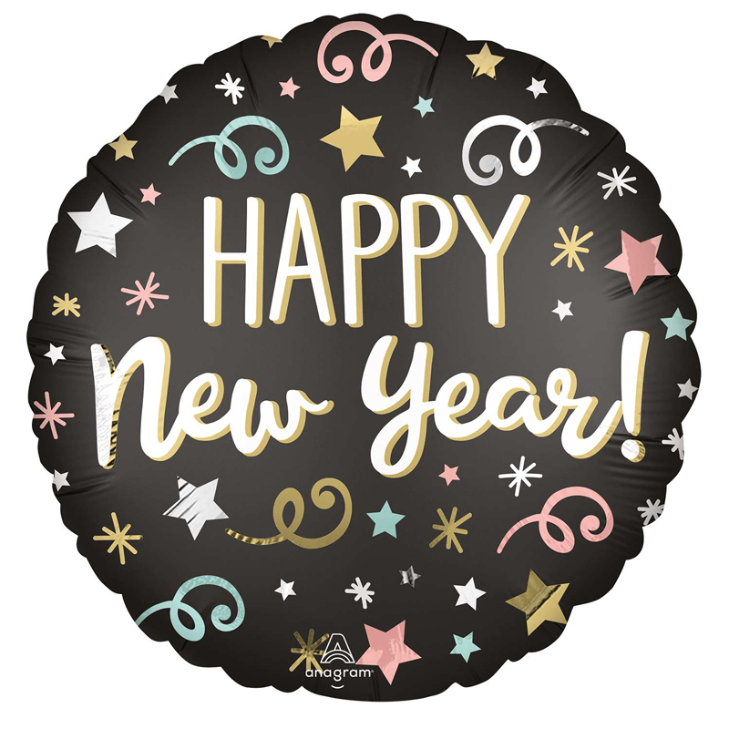 18in CONFETTI SATIN NEW YEAR FOIL BALLOON