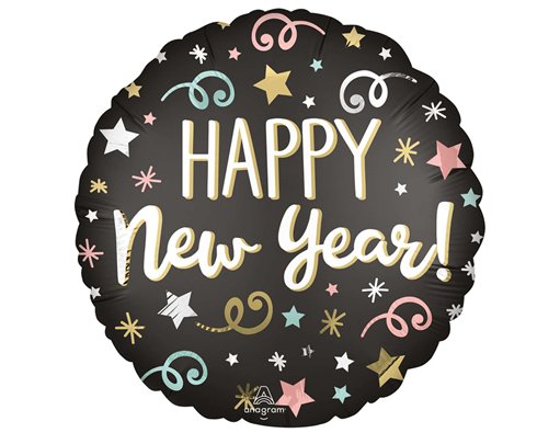 18in CONFETTI SATIN NEW YEAR FOIL BALLOON