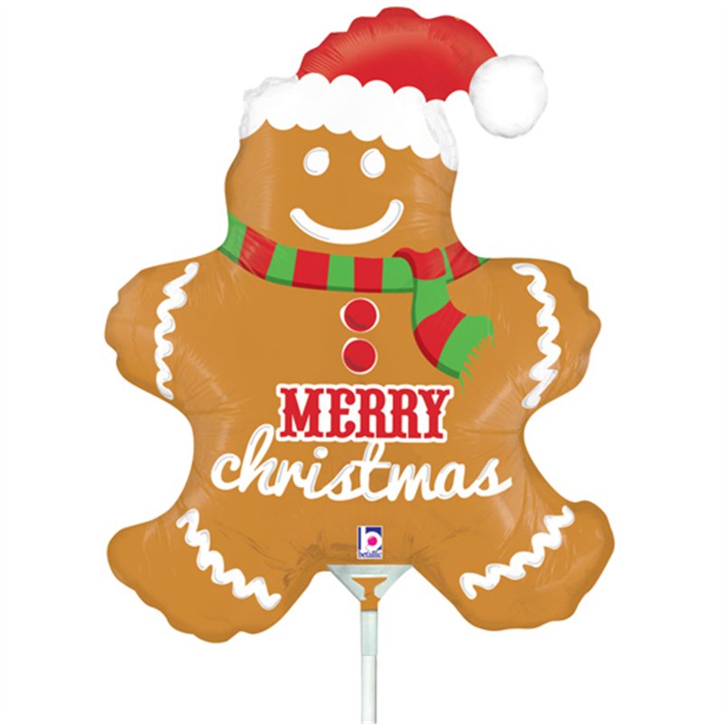 14in GINGERBREAD MAN MINI SHAPE FOIL BALLOON 10S