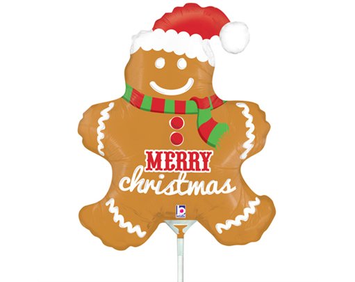 14in GINGERBREAD MAN MINI SHAPE FOIL BALLOON 10S
