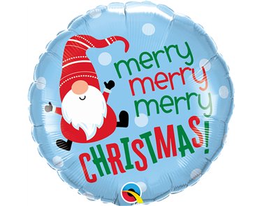 18in MERRY CHRISTMAS GNOME FOIL BALLOON