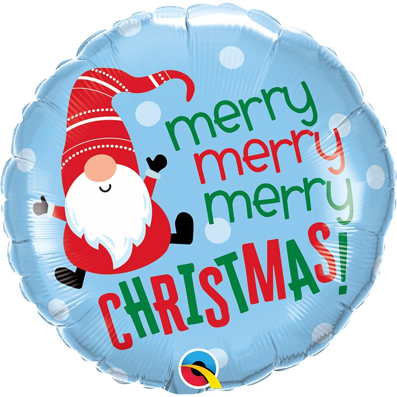 18in MERRY CHRISTMAS GNOME FOIL BALLOON