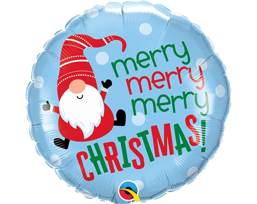 18in MERRY CHRISTMAS GNOME FOIL BALLOON