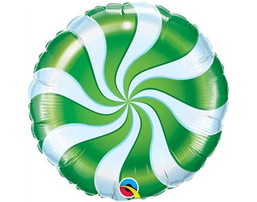 18in GREEN CANDY SWIRL FOIL BALLOON