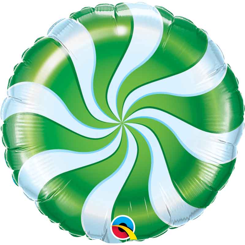 18in GREEN CANDY SWIRL FOIL BALLOON