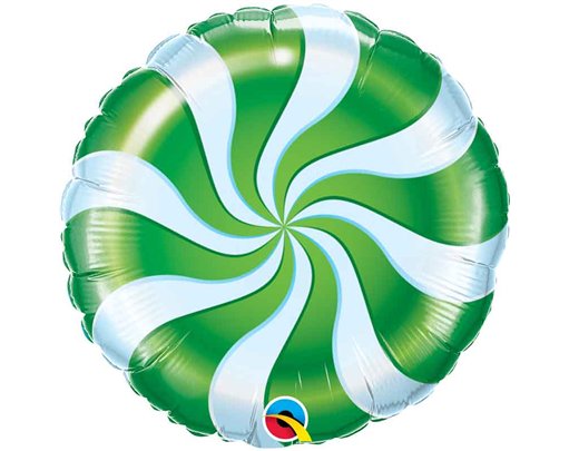 18in GREEN CANDY SWIRL FOIL BALLOON