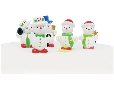 5PC SNOWMEN PLASTIC CAKE TOPPER PICKS
