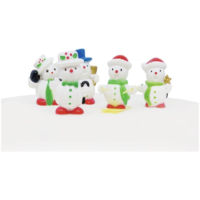 5PC SNOWMEN PLASTIC CAKE TOPPER PICKS