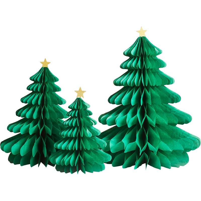 3PK HONEYCOMB GREEN TREES