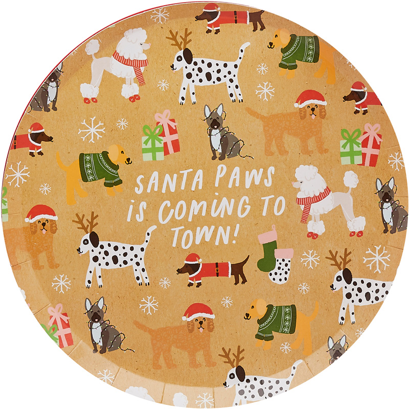 10PK SANTA PAWS ECO PAPER PLATES