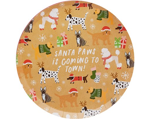 10PK SANTA PAWS ECO PAPER PLATES