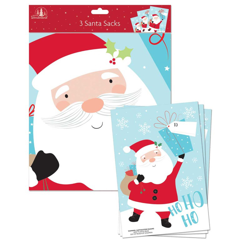 3PK PVC SANTA SACKS