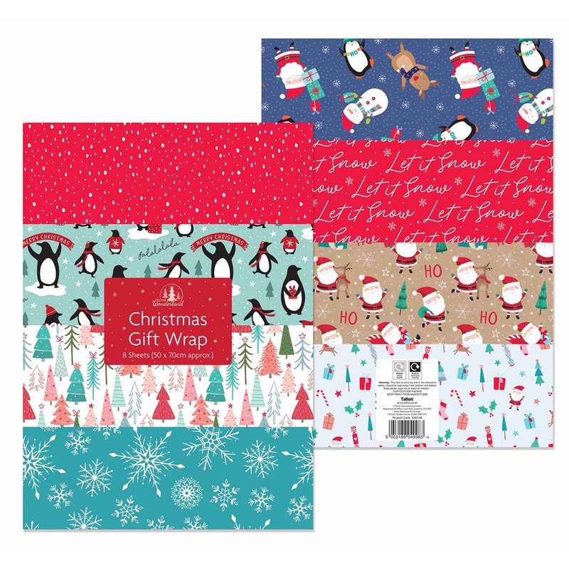 8PK 50x70cm GIFT WRAP SHEETS