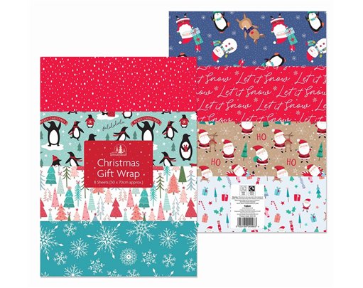 8PK 50x70cm GIFT WRAP SHEETS