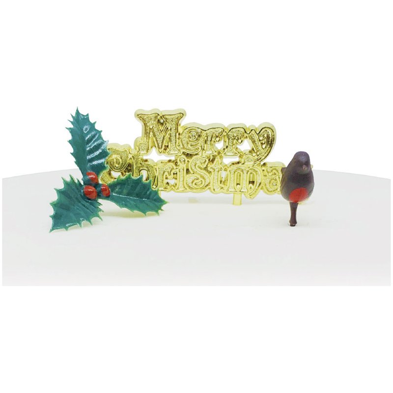 3PC PLASTIC YULE LOG PLASTIC DECORATING KIT