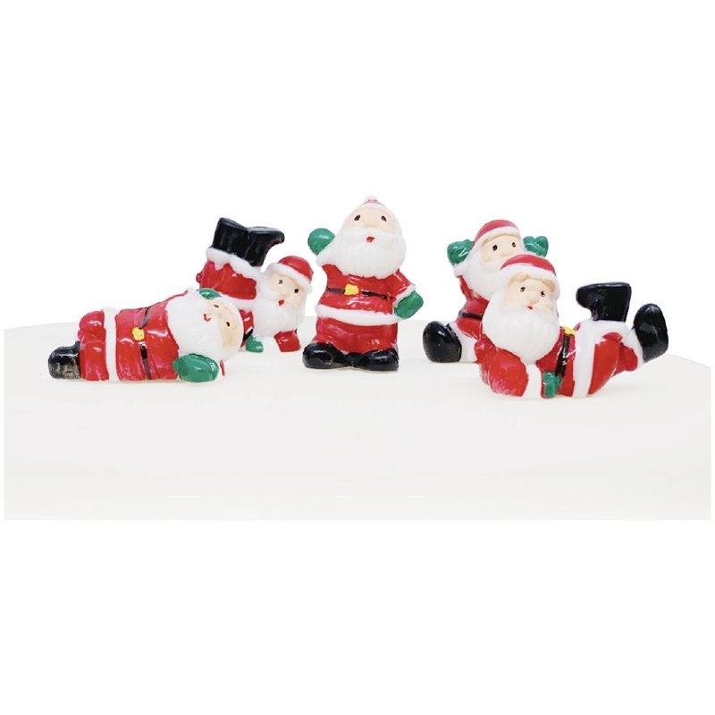 5PC FUN SANTA PLASTIC CAKE TOPPER PICKS