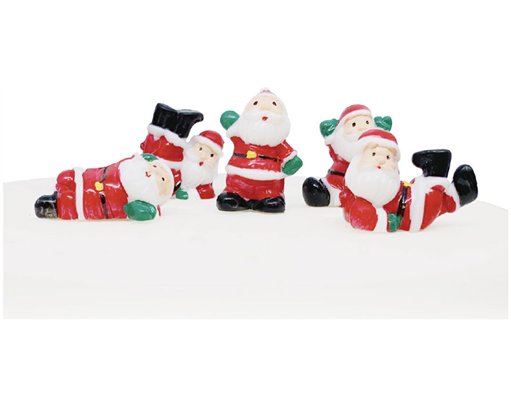 5PC FUN SANTA PLASTIC CAKE TOPPER PICKS