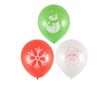 12PK 23cm CHRISTMAS BALLOONS