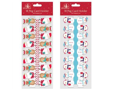 XMAS CHARACTER PEG CARD HOLDERS 12S