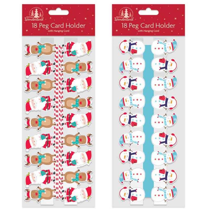 XMAS CHARACTER PEG CARD HOLDERS 12S
