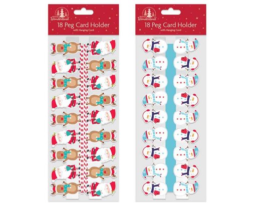 XMAS CHARACTER PEG CARD HOLDERS 12S