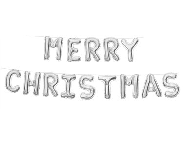 MERRY CHRISTMAS SILVER FOIL BALLOON KIT