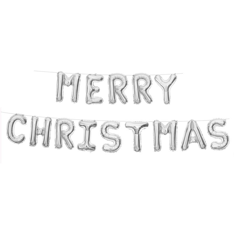MERRY CHRISTMAS SILVER FOIL BALLOON KIT