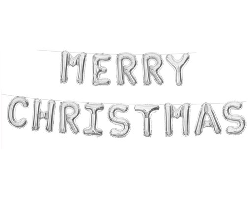 MERRY CHRISTMAS SILVER FOIL BALLOON KIT