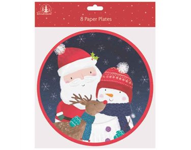 8PK CUTE CHRISTMAS PAPER PLATES