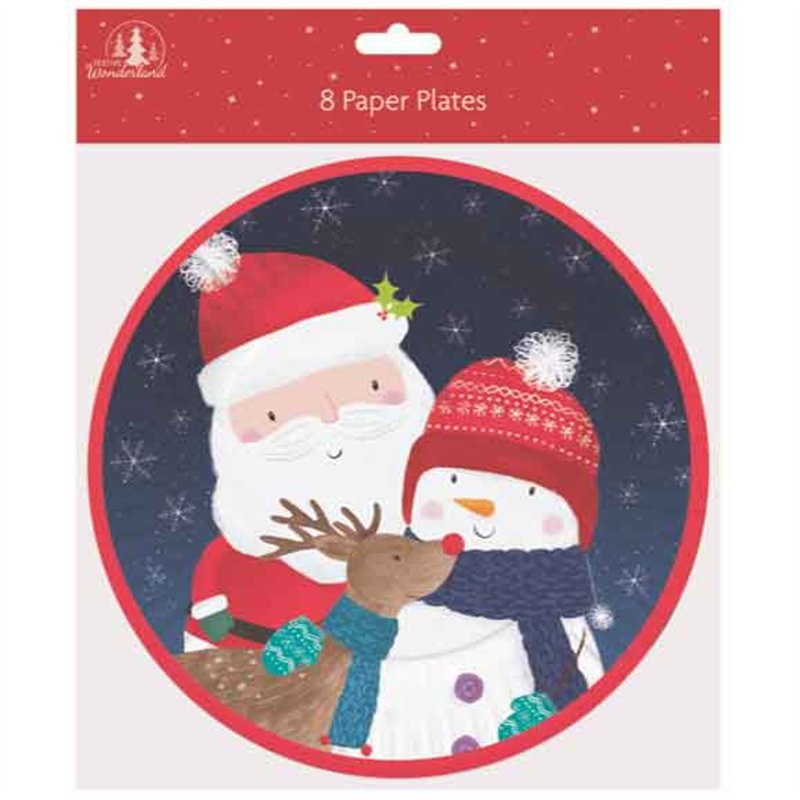 8PK CUTE CHRISTMAS PAPER PLATES