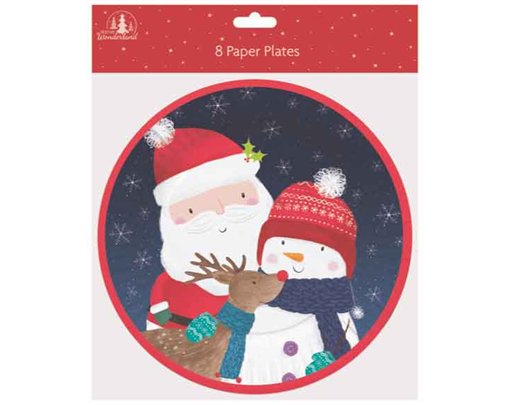 8PK CUTE CHRISTMAS PAPER PLATES