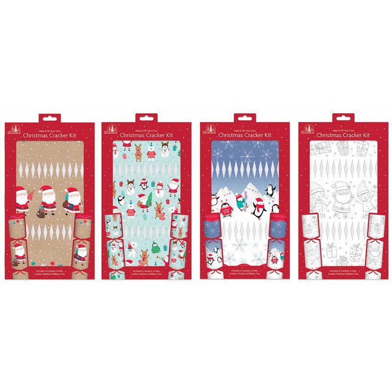 4ASST CUTE MAKE YOUR OWN CHRISTMAS CRACKER KIT