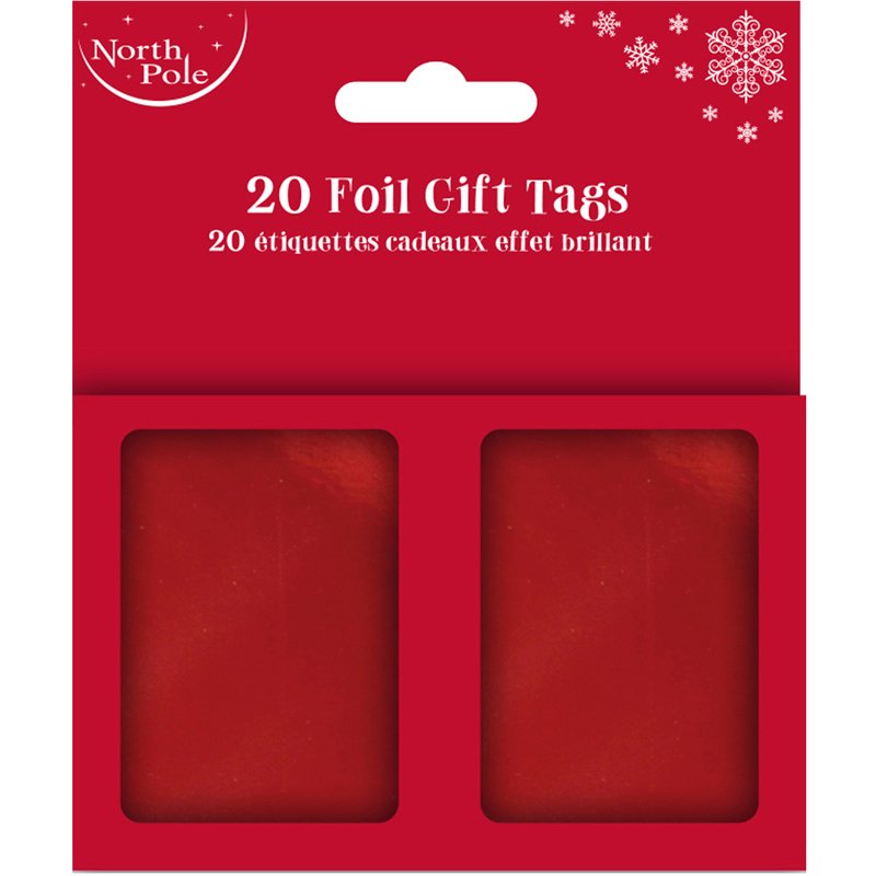 20PK RED HOLOGRAPHIC BOOKLET GIFT TAGS 12S