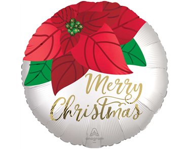 18in SATIN CHIRTMAS POINSETTIA FOIL BALLOON