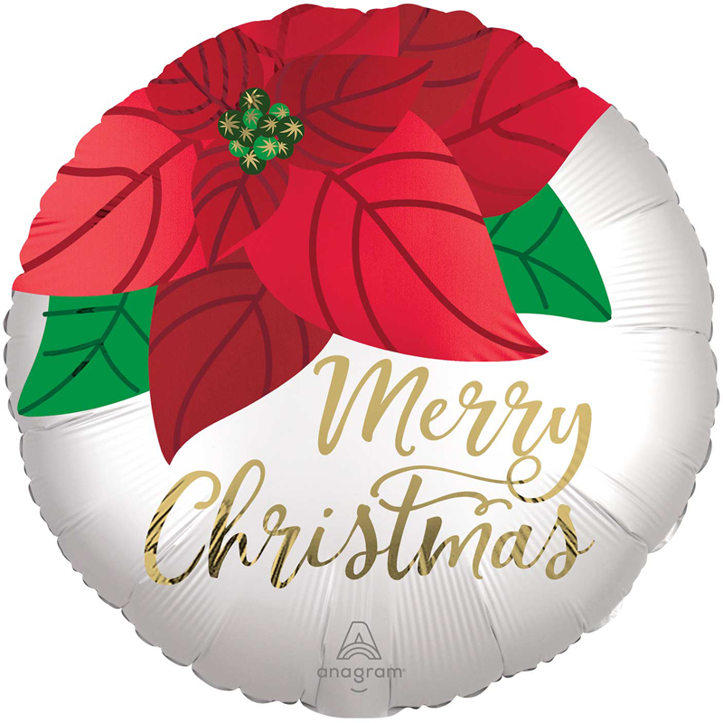 18in SATIN CHIRTMAS POINSETTIA FOIL BALLOON