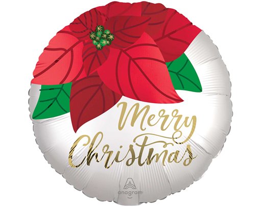18in SATIN CHIRTMAS POINSETTIA FOIL BALLOON
